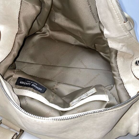 🎊RARE🎊 Via Republica Leather Satchel Beige Large - Picture 11 of 11